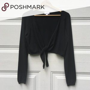 Ann Taylor LOFT Black Wrap Around Shrug Size M Short Tie-Front Sweater Cardigan